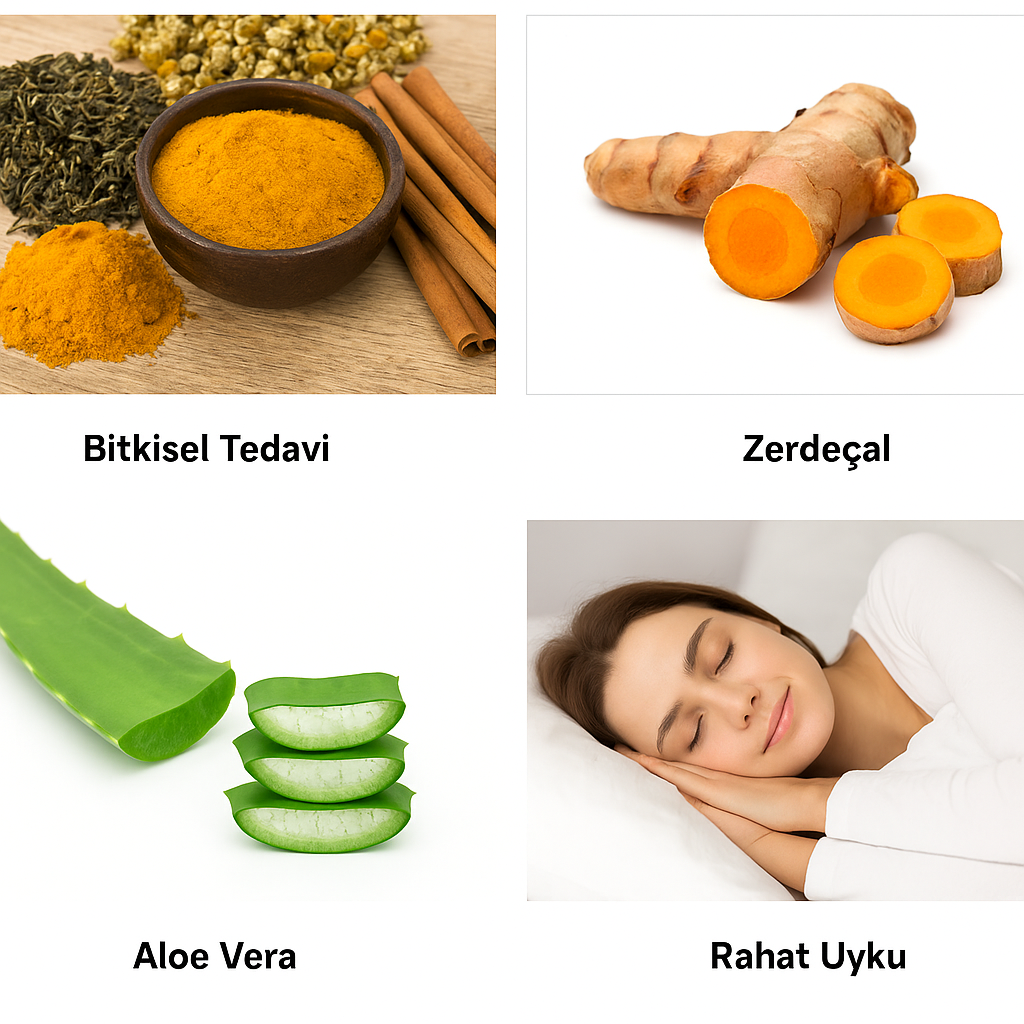 Ülseratif kolite iyi gelen bitkiler: zerdeçal, aloe vera, papatya ve çörek otu